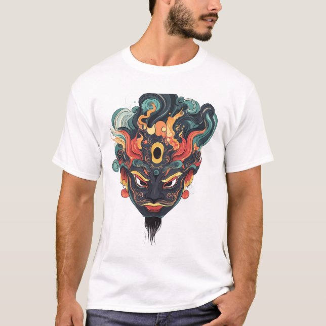 Camiseta Kawaii Sichuan Opera Rosto Máscara T-Shirt (Frente)