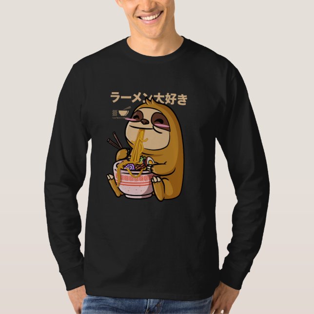 Camiseta Kawaii Sloth Ramen Bowl Anime Otaku Japanese Noodl (Frente)