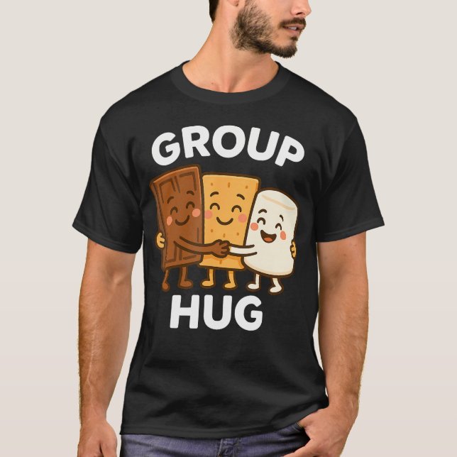 Camiseta Kawaii S'Mores Campfire Group Hug Camping (Frente)