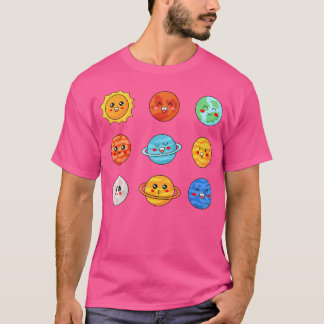 Camiseta Kawaii Solar System Space Planets Stem Anime
