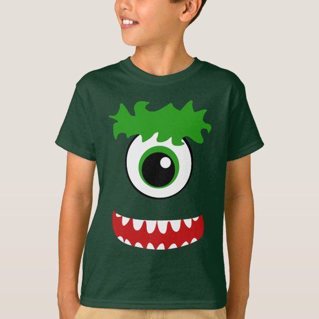 Camiseta Kawaii sorrindo Um Monstro Olhado (Frente)