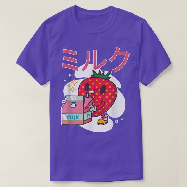 Camiseta Kawaii Strawberry milk Milksha japonês dos anos 90 (Frente do Design)