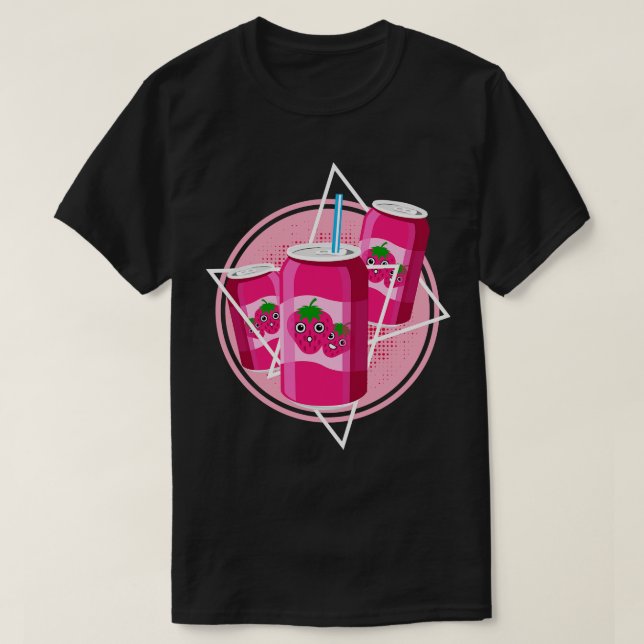 Camiseta Kawaii Strawberry Soda Aestético Japenese Kanji (Frente do Design)