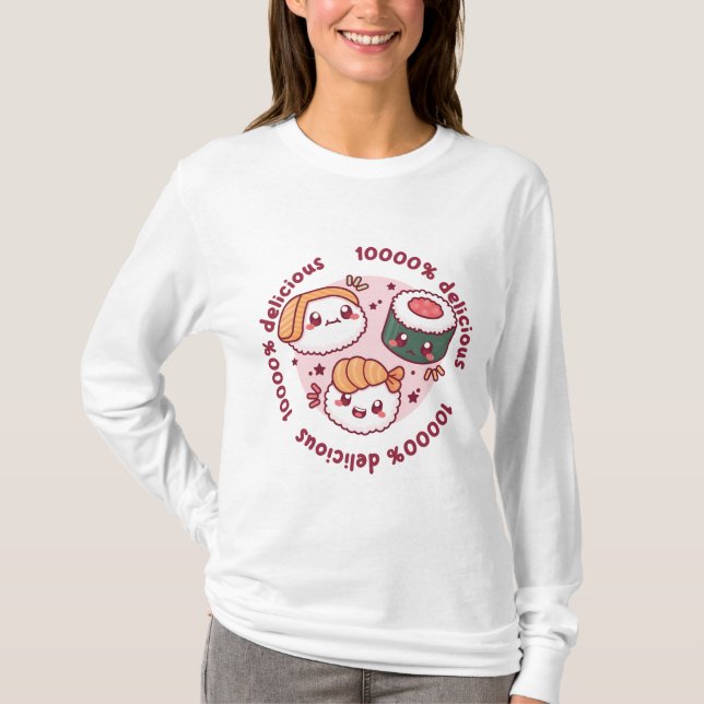 Camiseta kawaii sushi com citações engraçadas para amante n (Frente)