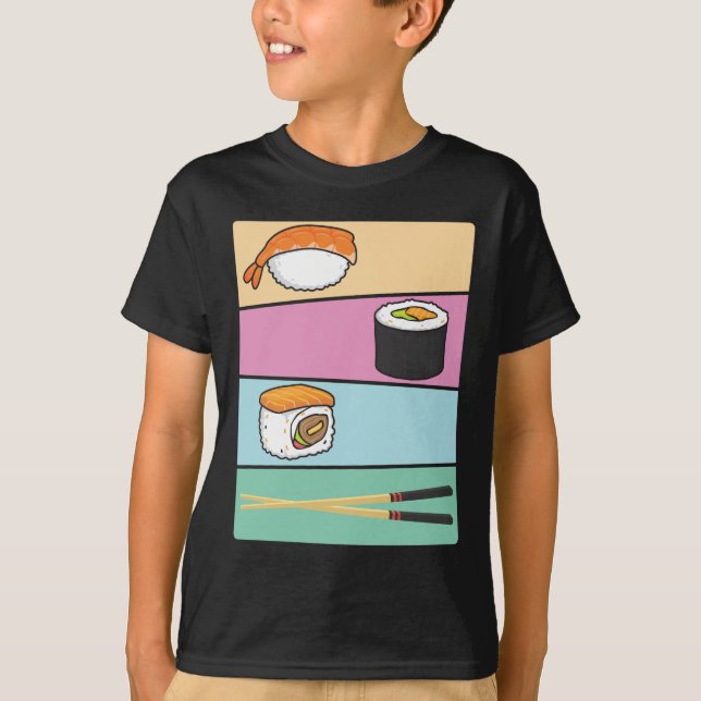 Camiseta Kawaii Sushi Comida japonesa Maki Nigiri Chopstick (Frente)