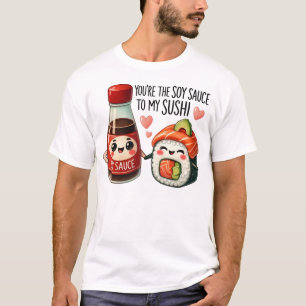 Camiseta Kawaii Sushi e Arte de Molho de Soja