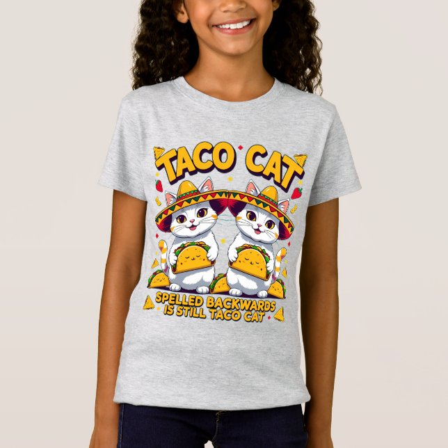Camiseta Kawaii Taco Cat Palindrome Fiesta Art (Frente)