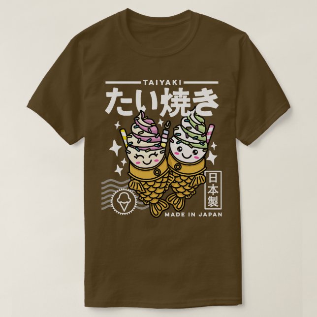 Camiseta Kawaii Taiyaki Comida Japonesa, Retro Estético Bon (Frente do Design)