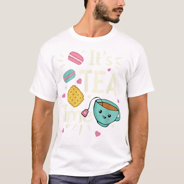 Camiseta Kawaii Tea Cookie Macarons Hora do Chá (Frente)