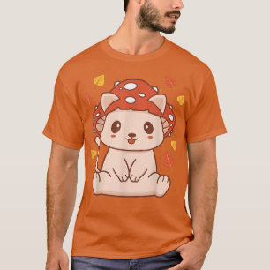 Camiseta Kawaii Toadstool Gato - Kit de Cogumelo Estético