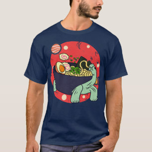 Camiseta Kawaii Tortoise Comendo Ramen Noodles Space Otaku 