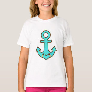 Camiseta Kawaii Turquoise Anchor - Whimsical & Cheerful