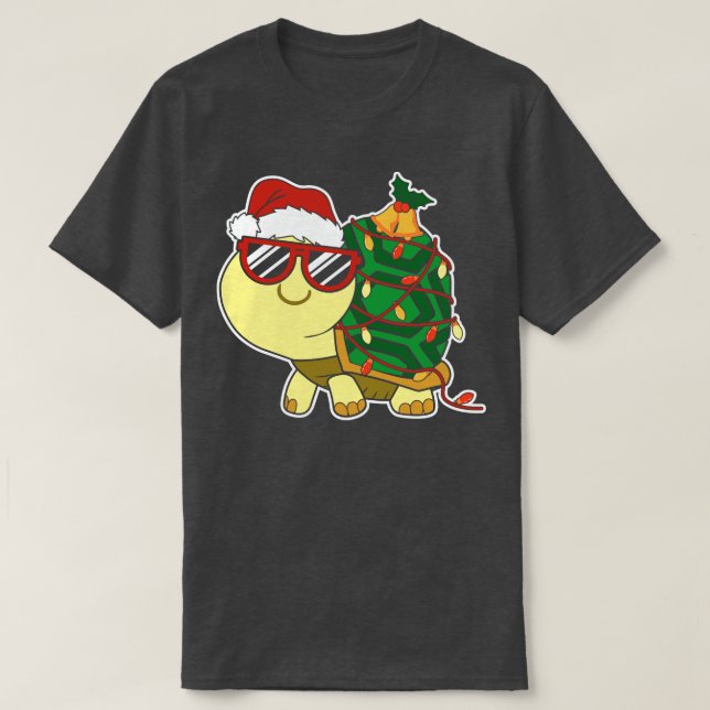 Camiseta Kawaii Turtle Kame Árvore de Natal (Frente do Design)
