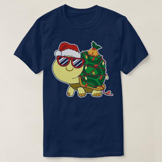 Camiseta Kawaii Turtle Kame Árvore de Natal (Frente do Design)