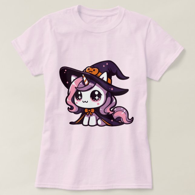 Camiseta Kawaii Unicorn Witte Cute Halloween Fantasy Art (Frente do Design)