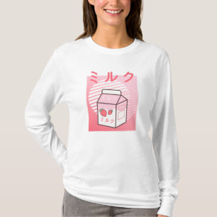 Camiseta Kawaii - Vaca Retro Japonês - Milkshake De Morang