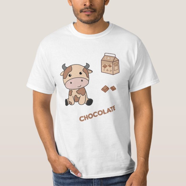 Camiseta Kawaii - Vaca Retrora de Chocolate Japonês (Frente)