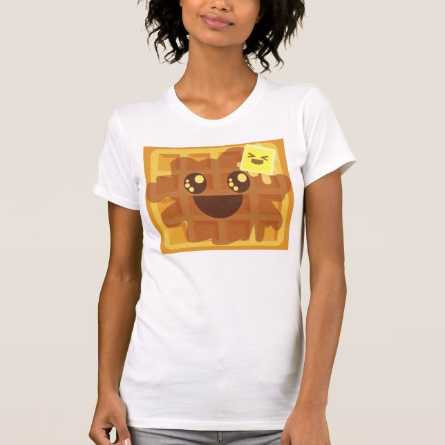 Camiseta kawaii waffle manteiga xarope de bordo café da man (Frente)