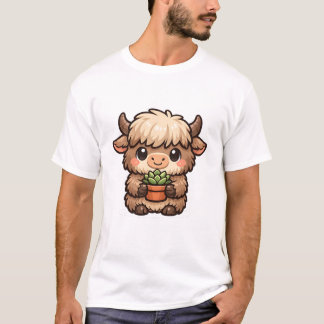 Camiseta Kawaii Yak with Succulent