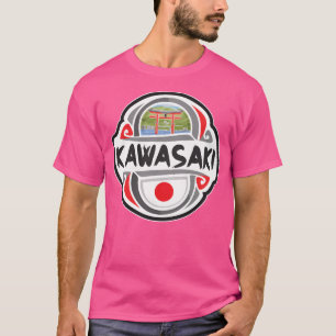 Camiseta Kawasaki Japão Crachá Viagem de bandeira do Japão