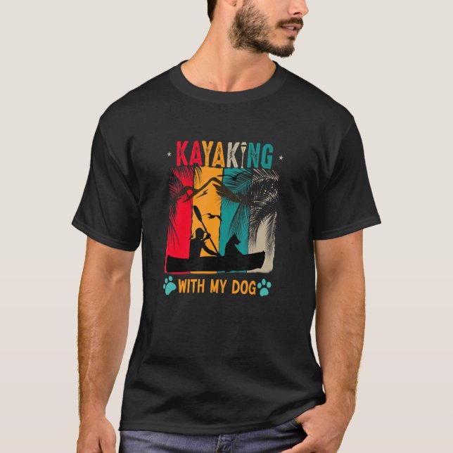 Camiseta Kayak Com O Driver De Cachorro Paddler Kayak Retro (Frente)