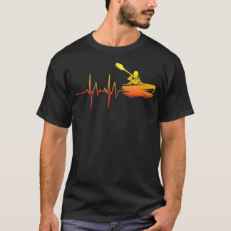 Camiseta Kayak Heartbeat Paddle Barco Lover Ideia de Presen