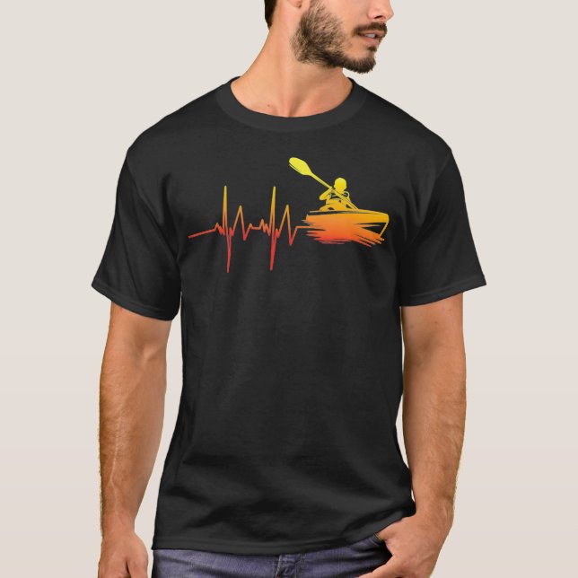 Camiseta Kayak Heartbeat Paddle Barco Lover Ideia de Presen (Frente)