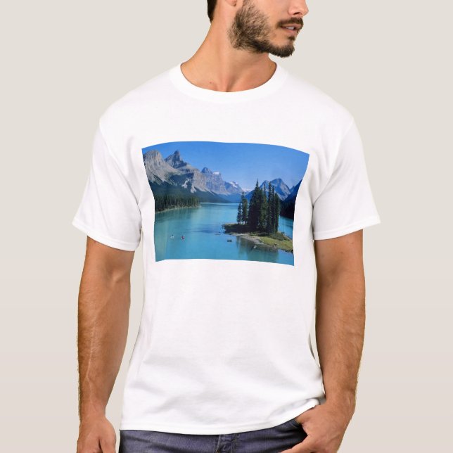 Camiseta Kayaking em Maligne Lake na Ilha Spirit (Frente)