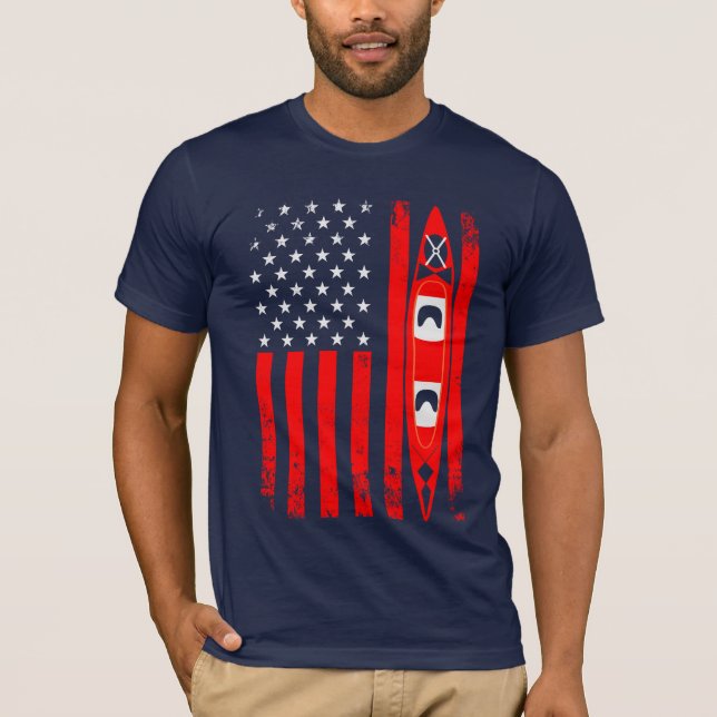 Camiseta Kayaking EUA Flag (Frente)