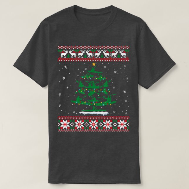 Camiseta Kayaking  For Men Women Kayak Christmas Tree Ugly  (Frente do Design)