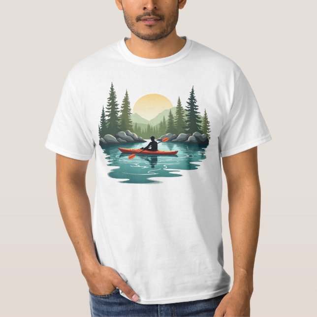 Camiseta Kayaking Lake Adventure Mountain Sunset Outdoor (Frente)