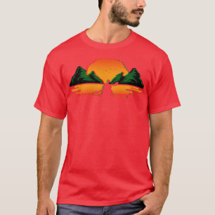 Camiseta Kayaking Retro Vaporwave Sunset Canoagem Kayak
