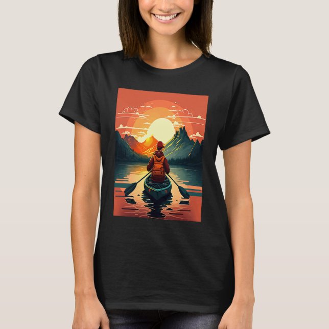 Camiseta Kayaking River Camper River Boating In Sunset  2 (Frente)
