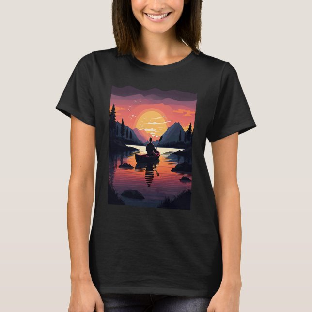 Camiseta Kayaking River Camper River Boating In Sunset  3 (Frente)
