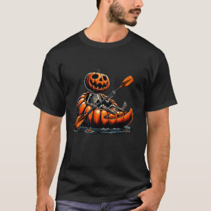 Camiseta Kayaking Skeleton Dia de as Bruxas engraçado Kayak