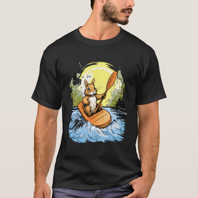Camiseta Kayaking Squirrel Kayaker Kayak Canoeing remando (Frente)