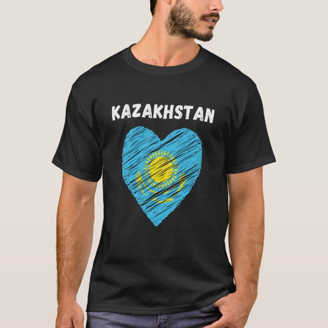 Camiseta Kazakhstan Flag Holiday Kazakhstan Heart Kazakhsta (Frente)