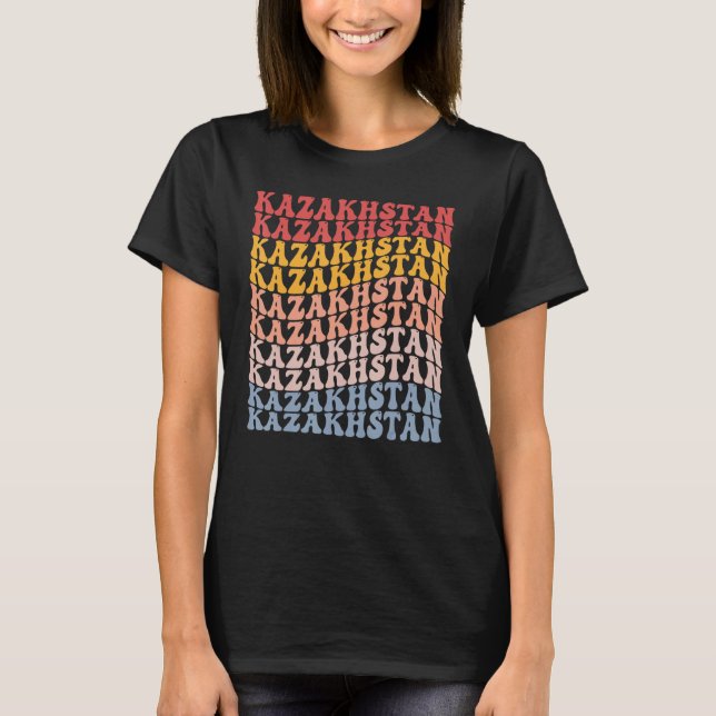 Camiseta Kazakhstan Groovy Retro Kazakh (Frente)