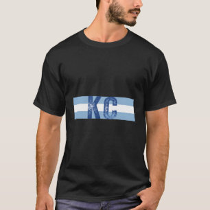 Camiseta Kc 2 Letras Kansas City Kc Blue Stripes Kc
