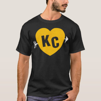 Camiseta Kc Red Yellow Heart Arrow Kc Kansas City 2 Lette