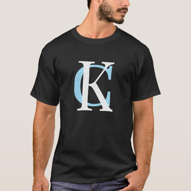 Camiseta Kc Royal Blue & Baby Blue Kansas City Letters Kc I (Frente)