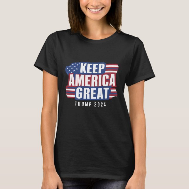 Camiseta Keep America Excelente - Trump 2024" (Frente)