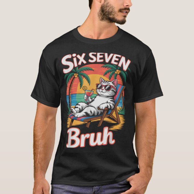 Camiseta Keep Calm 67 Bruh Cat Vacation Cruise Trip Joke Ge (Frente)