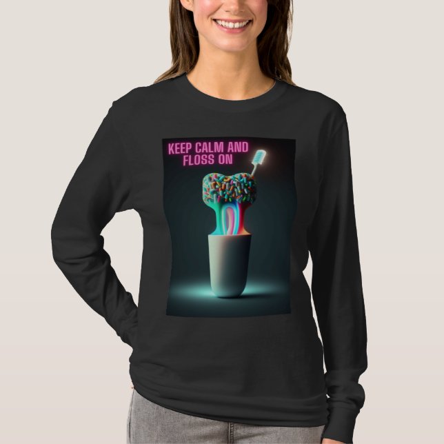 Camiseta Keep Calm and Floss On Dentist (Frente)