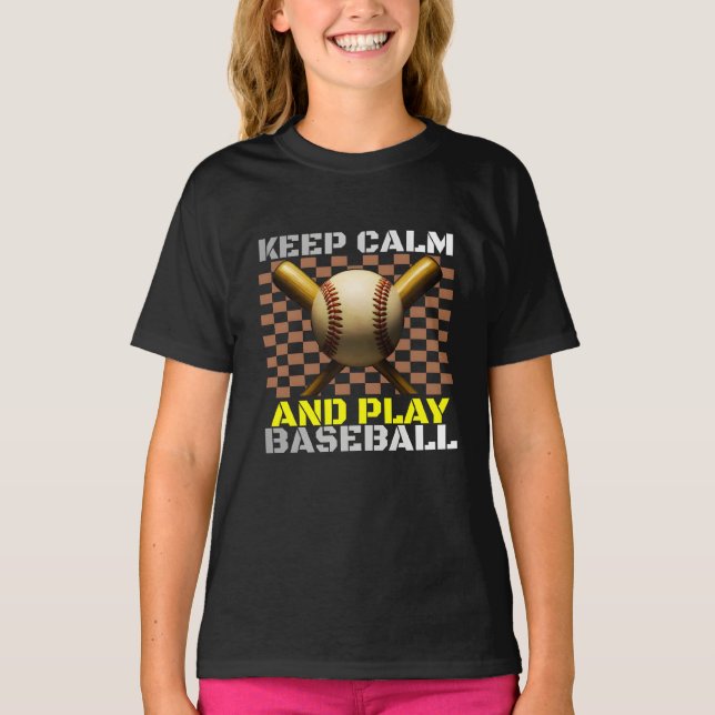 Camiseta keep calm and play baseball (Frente)