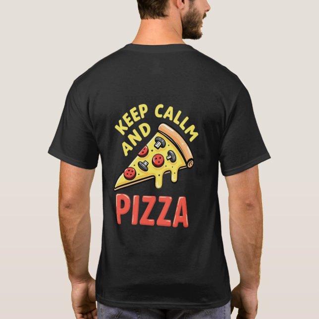 Camiseta Keep Calm Eat Pizza – Retro Style T-Shirt (Verso)
