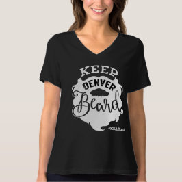 Camiseta "Keep Denver Beard", preto no pescoço feminino