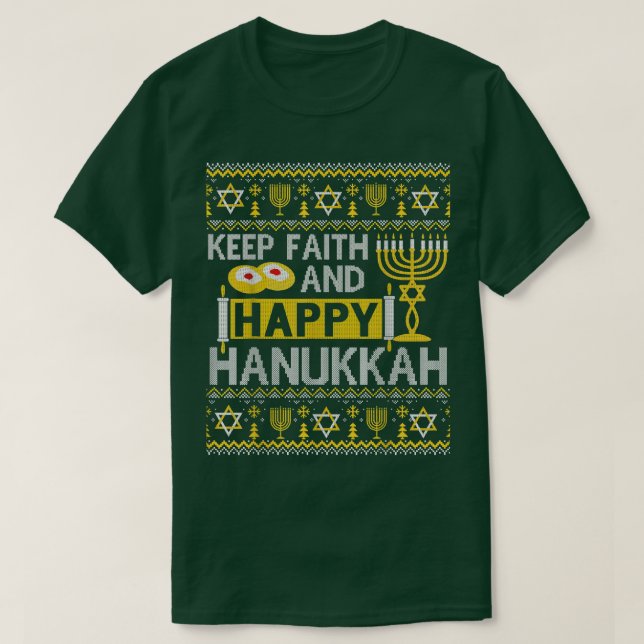 Camiseta Keep Faith and Happy Hanukkah by Artify Ugly Sweat (Frente do Design)