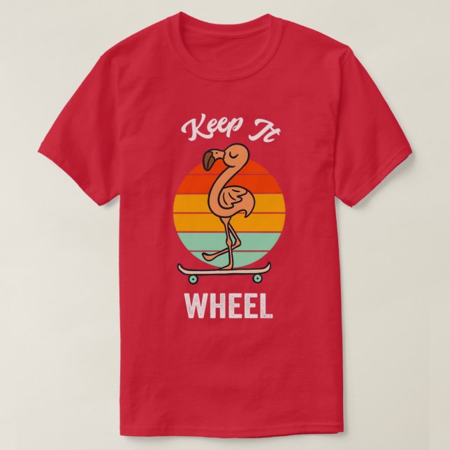 Camiseta Keep It Wheel Flamingo Skateboarding (Frente do Design)