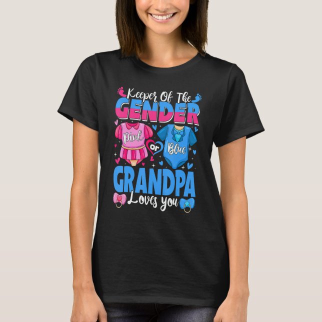 Camiseta Keeper Of Gender Grandpa Loves You Pink Or Blue Ba (Frente)